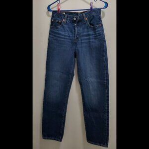 Women's Levi's 501 Jeans - straight cut, dark wash, 100% cotton